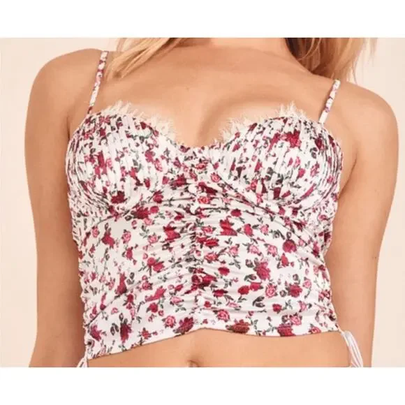 For Love & Lemons Melrose Floral Bustier Corset Top Lace Cottagecore Coquette - Picture 2 of 7